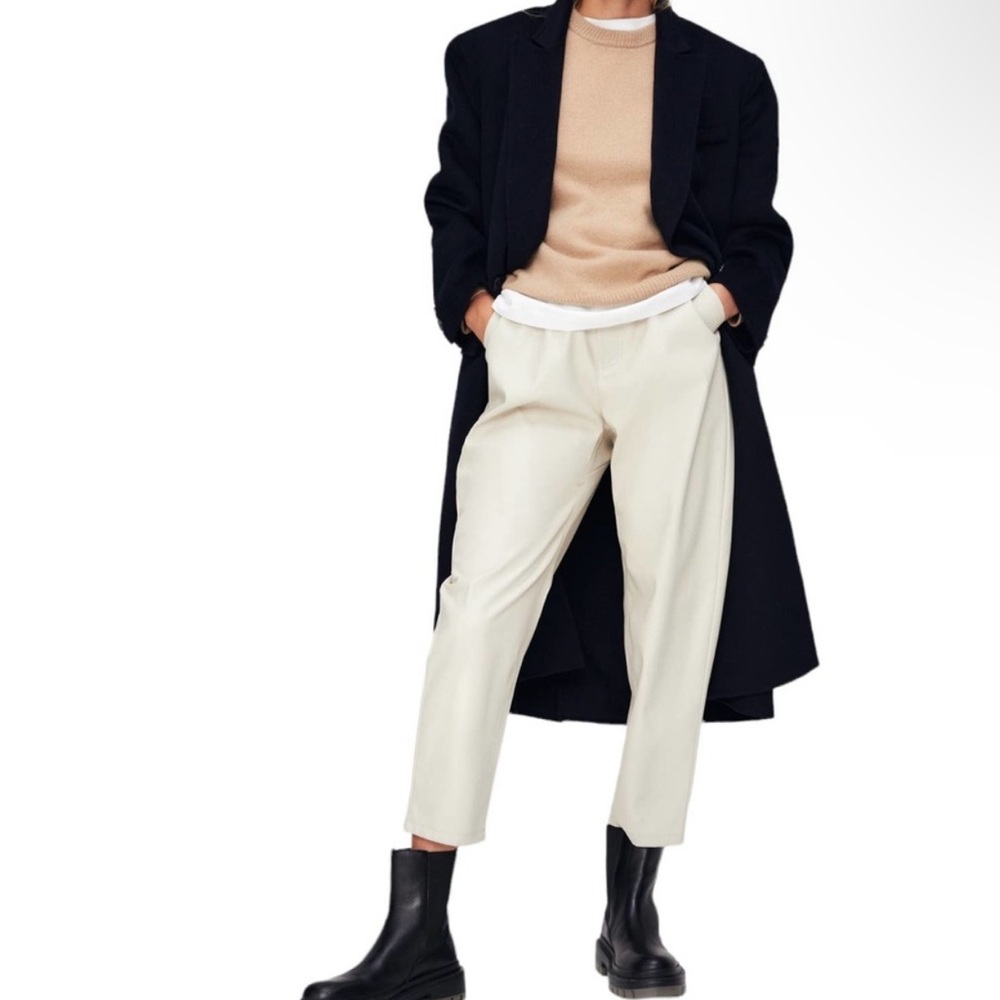 NWT Baggy Cream Faux High Waist Zara Pants